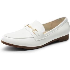 imageDREAM PAIRS Womens Loafers Penny Loafers Fashion Comfortable Flats Dressy ShoesWhitepu