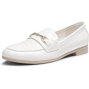 imageDREAM PAIRS Womens Loafers Penny Loafers Fashion Comfortable Flats Dressy ShoesWhitestone