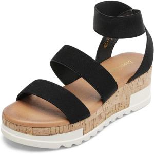 imageDREAM PAIRS Womens Open Toe Ankle Strap Casual Flatform Platform Wedges SandalsBlack1