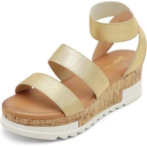 imageDREAM PAIRS Womens Open Toe Ankle Strap Casual Flatform Platform Wedges SandalsGold1