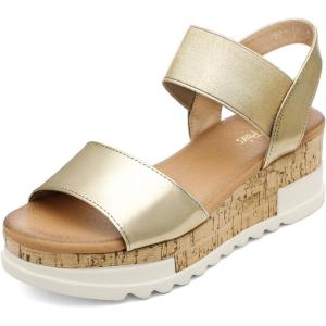 imageDREAM PAIRS Womens Open Toe Ankle Strap Casual Flatform Platform Wedges SandalsGold2