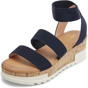 imageDREAM PAIRS Womens Open Toe Ankle Strap Casual Flatform Platform Wedges SandalsNavy1