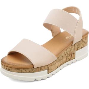 imageDREAM PAIRS Womens Open Toe Ankle Strap Casual Flatform Platform Wedges SandalsNude2