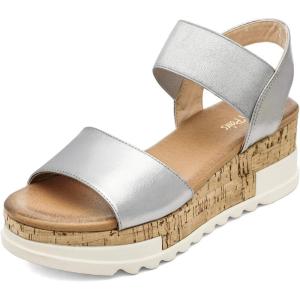imageDREAM PAIRS Womens Open Toe Ankle Strap Casual Flatform Platform Wedges SandalsSilver2