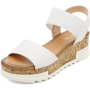 imageDREAM PAIRS Womens Open Toe Ankle Strap Casual Flatform Platform Wedges SandalsWhite2