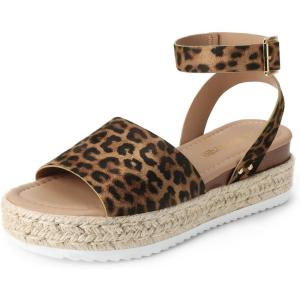 imageDREAM PAIRS Womens Platform Espadrilles Casual Ankle Strap Wedge Sandals Comfortable Dressy Summer ShoesLeopard