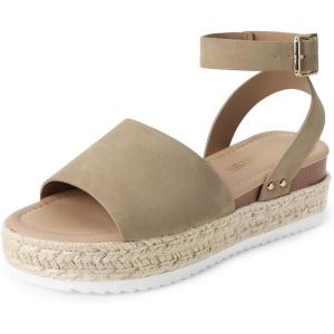 imageDREAM PAIRS Womens Platform Espadrilles Casual Ankle Strap Wedge Sandals Comfortable Dressy Summer ShoesTaupe