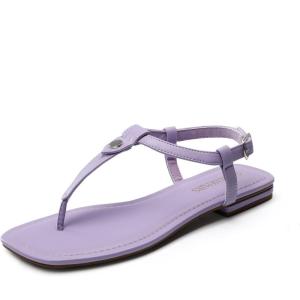 imageDREAM PAIRS Womens TStrap Thong Flat Sandals with Cute Square Toe Strappy for SummerPurple