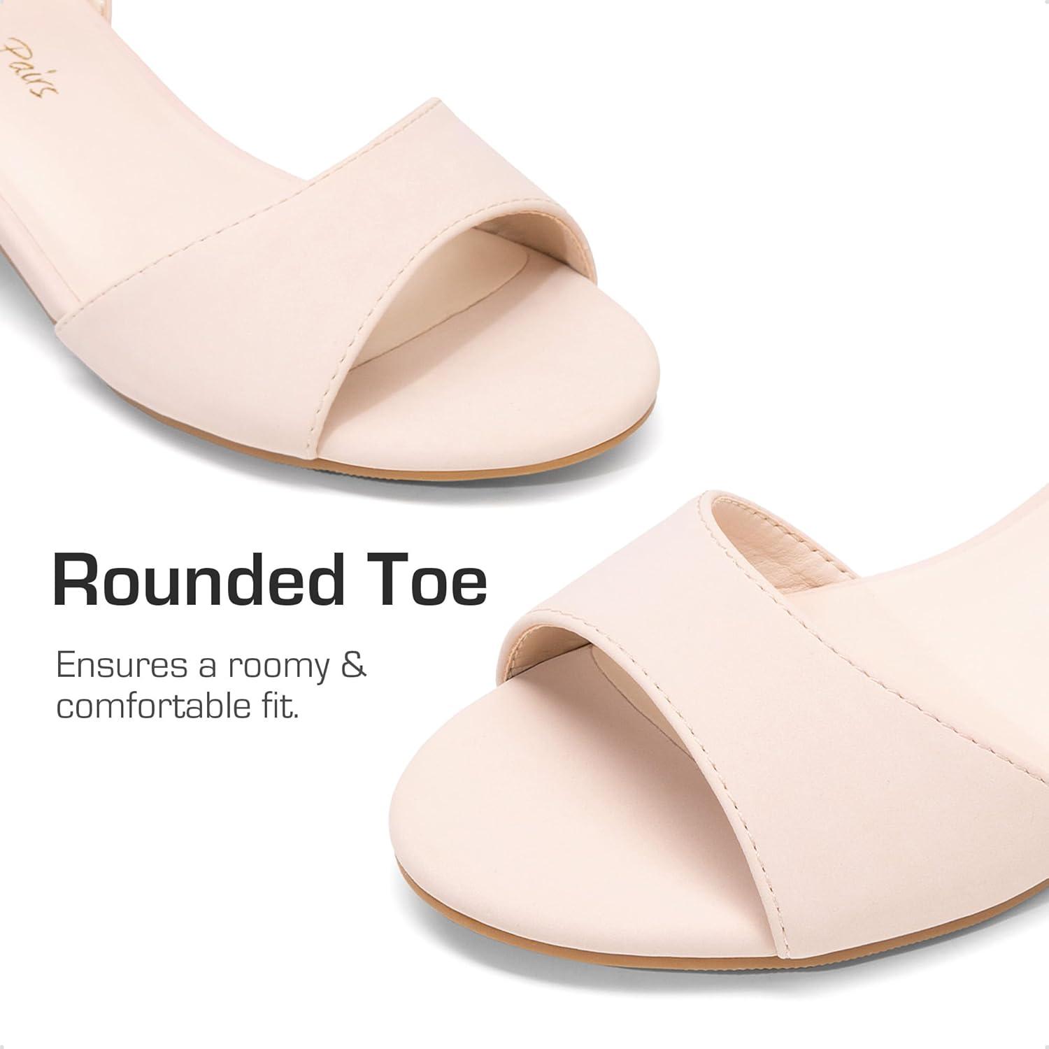imageDREAM PAIRS Girls Sandals Chunky Pump Ankle Strap High Heels Dress Open Toe Flower Wedding Party for Little Big KidNude