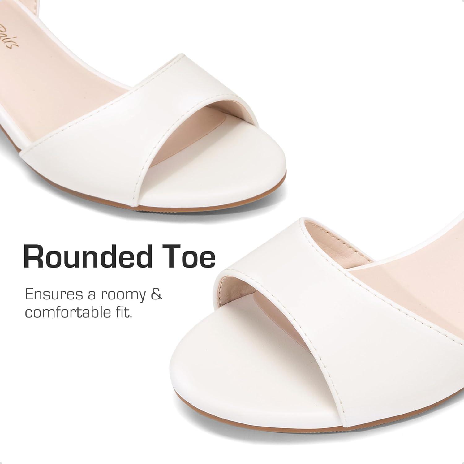 imageDREAM PAIRS Girls Sandals Chunky Pump Ankle Strap High Heels Dress Open Toe Flower Wedding Party for Little Big KidWhite