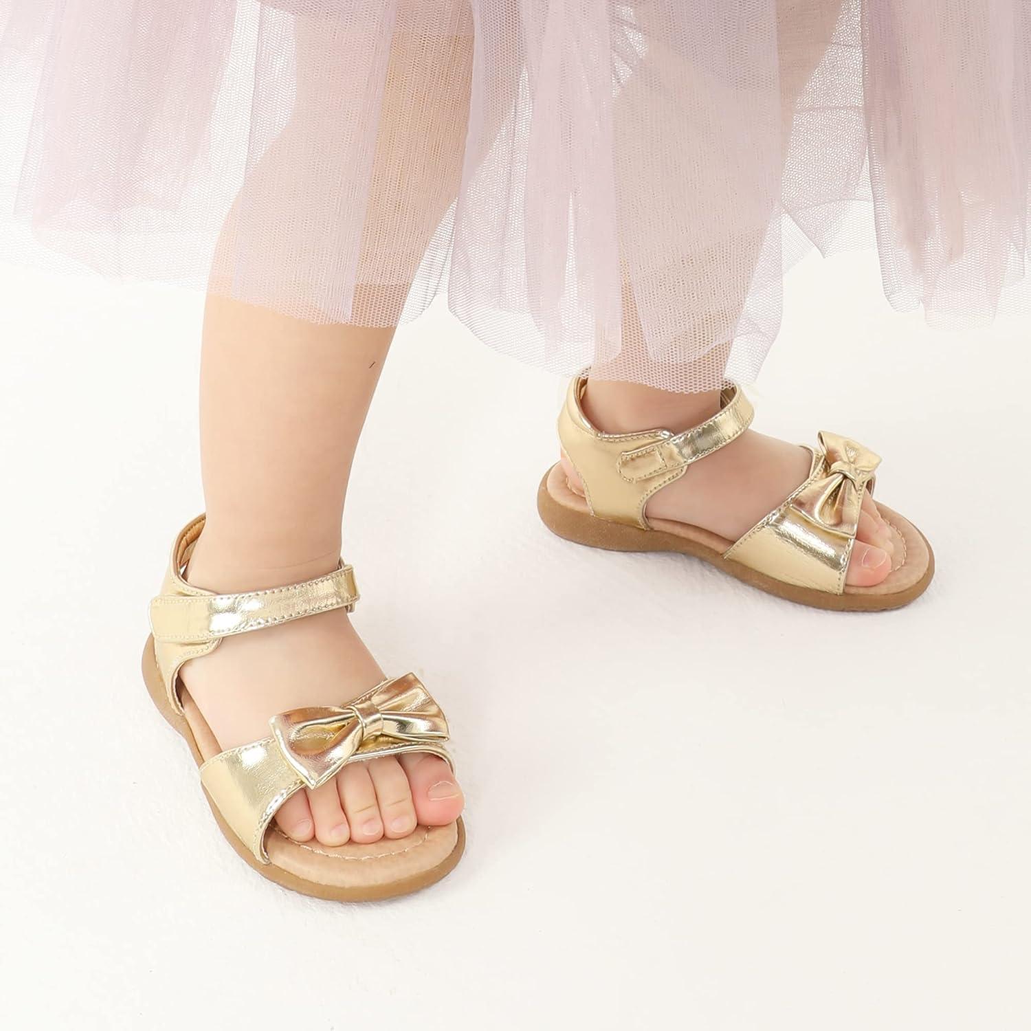 imageDREAM PAIRS Girls Sandals Fashion Bow Summer Shoes for ToddlerLittle KidGold