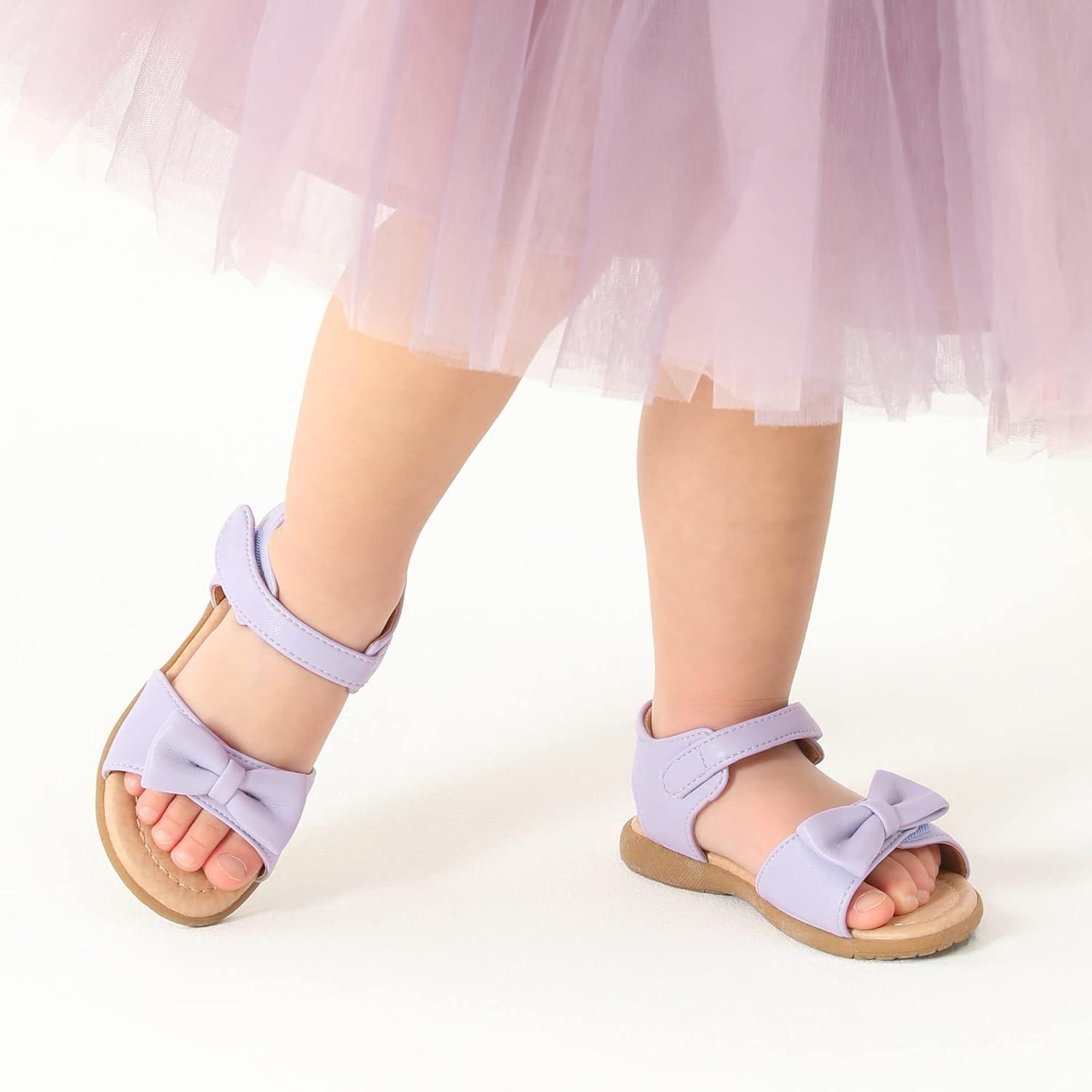 imageDREAM PAIRS Girls Sandals Fashion Bow Summer Shoes for ToddlerLittle KidLightPurple