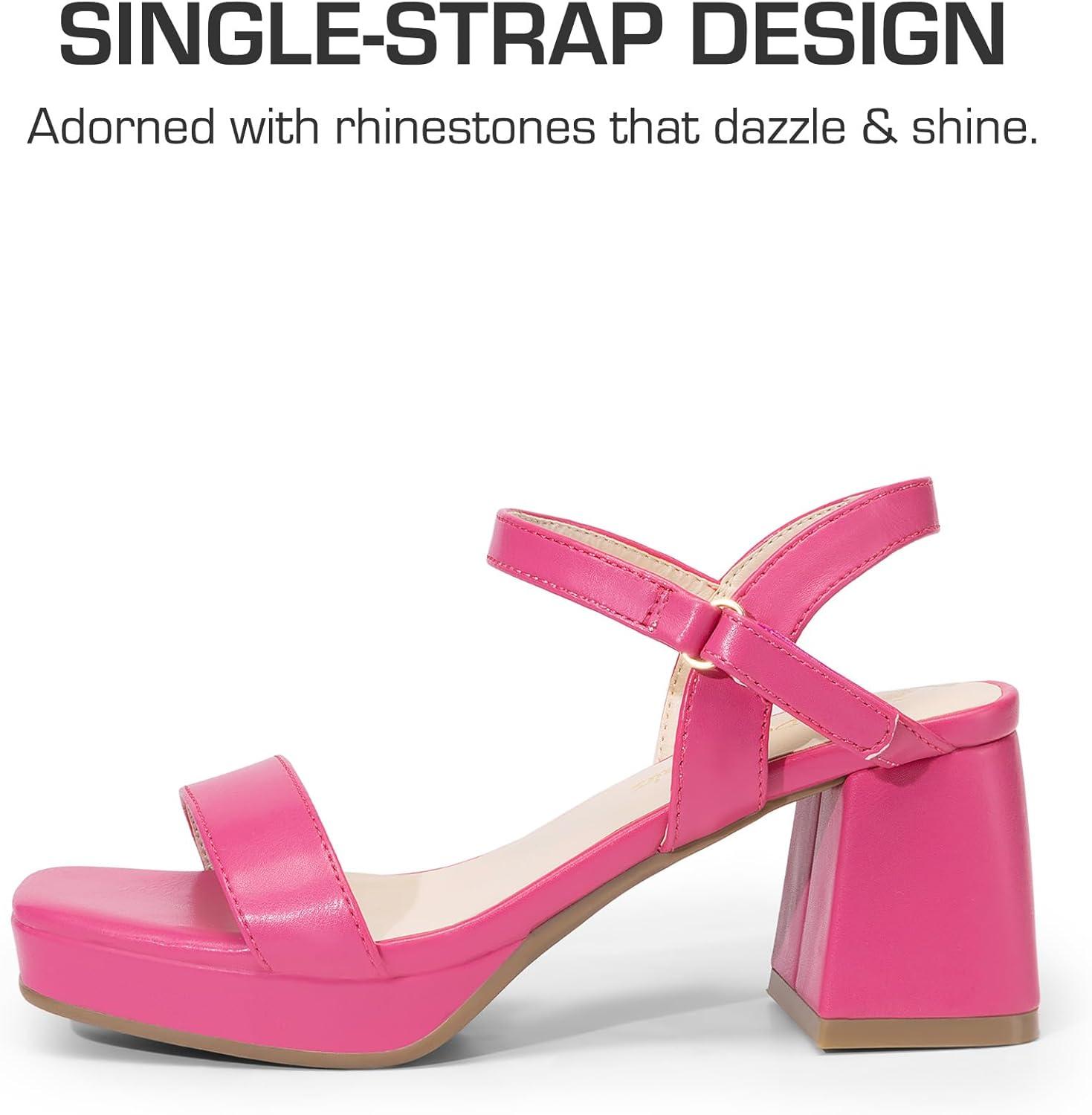 imageDREAM PAIRS Girls Sandals Open Toe Low Block Chunky Heels Sandals Party Dress Pumps Shoes for Little Big KidHot Pink