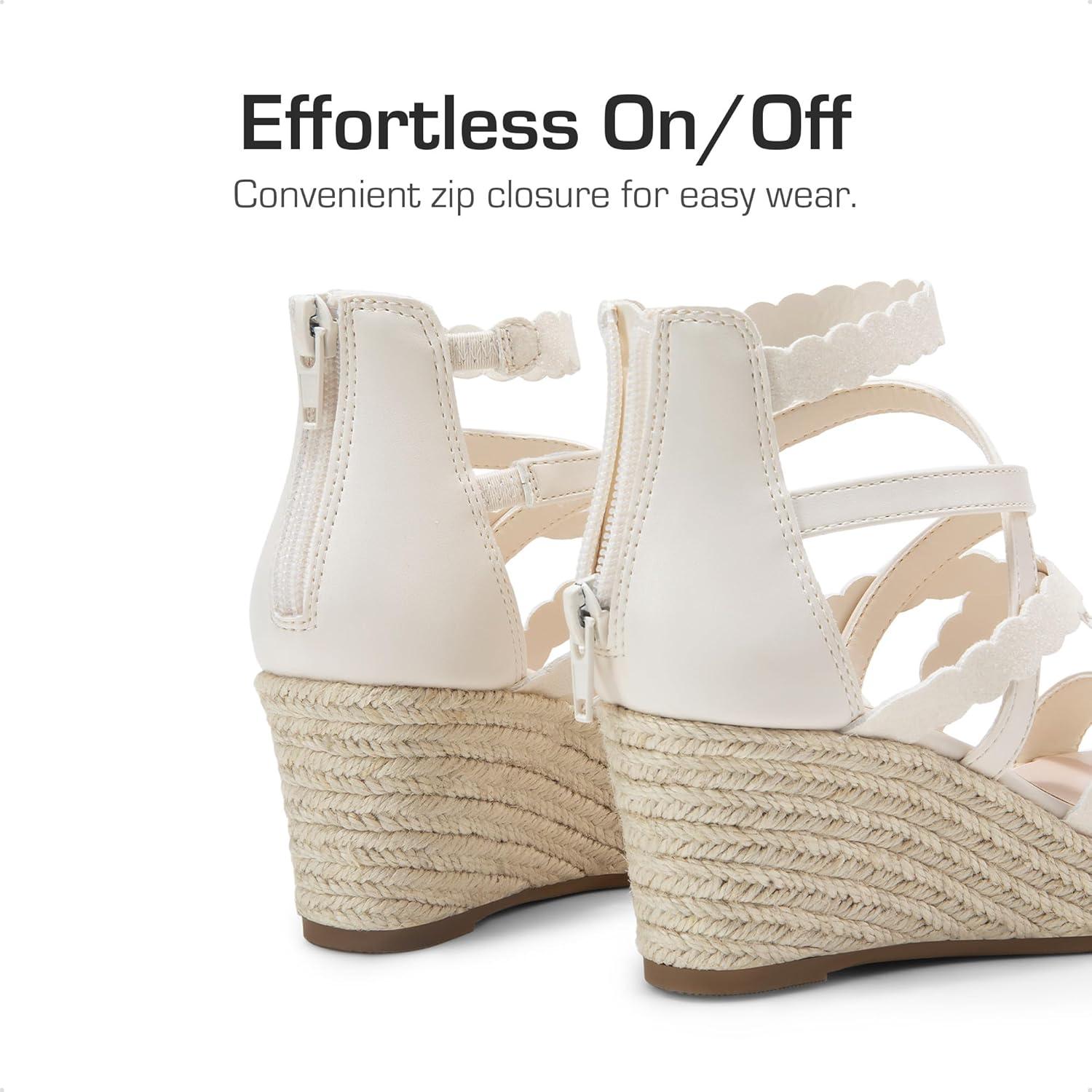 imageDREAM PAIRS Girls Wedge Sandals Flatform Open Toe Platform Sandals Espadrille Flower Wedding Party for Little KidBig KidIvory