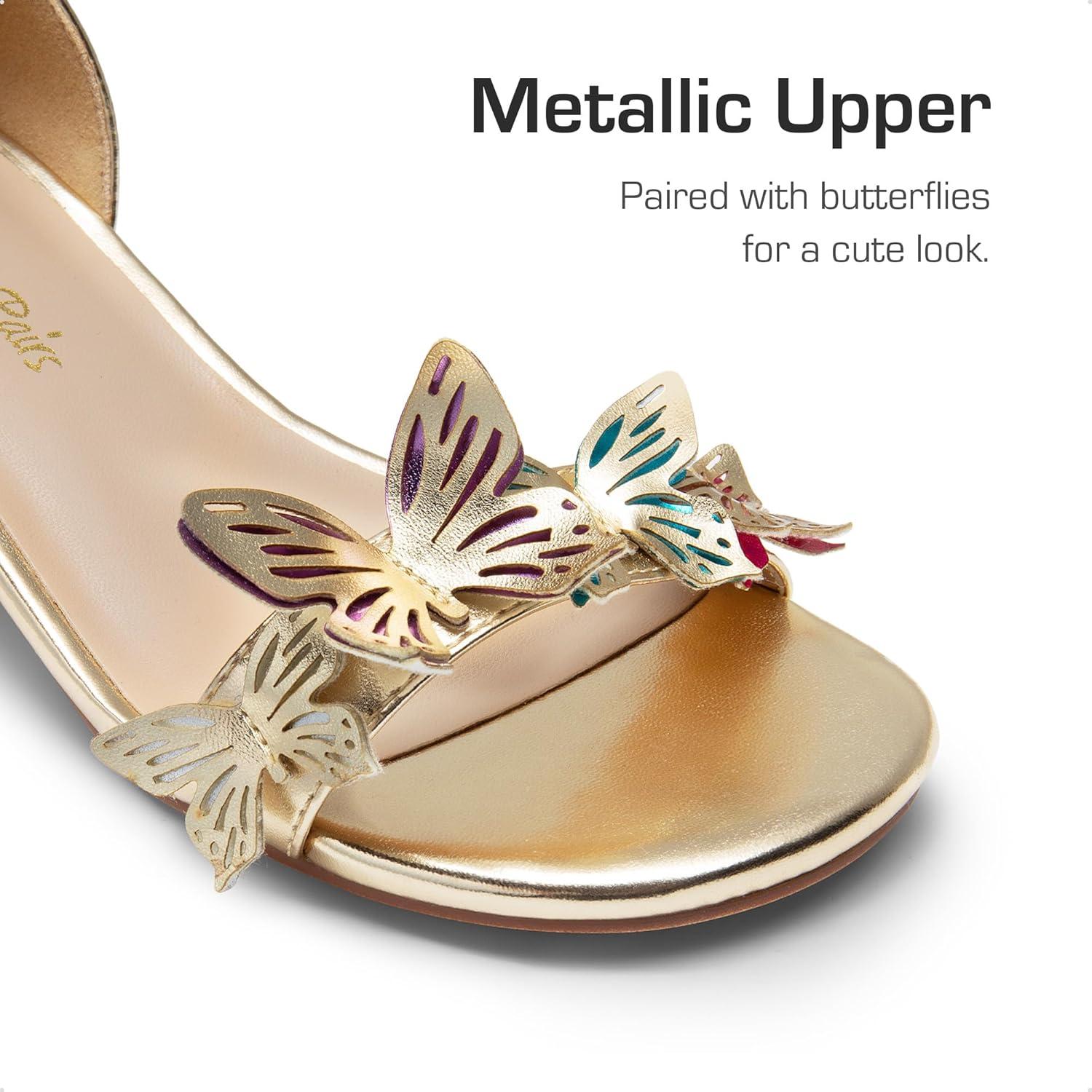 imageDREAM PAIRS Lace Up Low Heel Sandals for Girls Ankle Strap Dress Pump Strappy Gladiator Wedding Party Shoes for Little KidBig KidGold