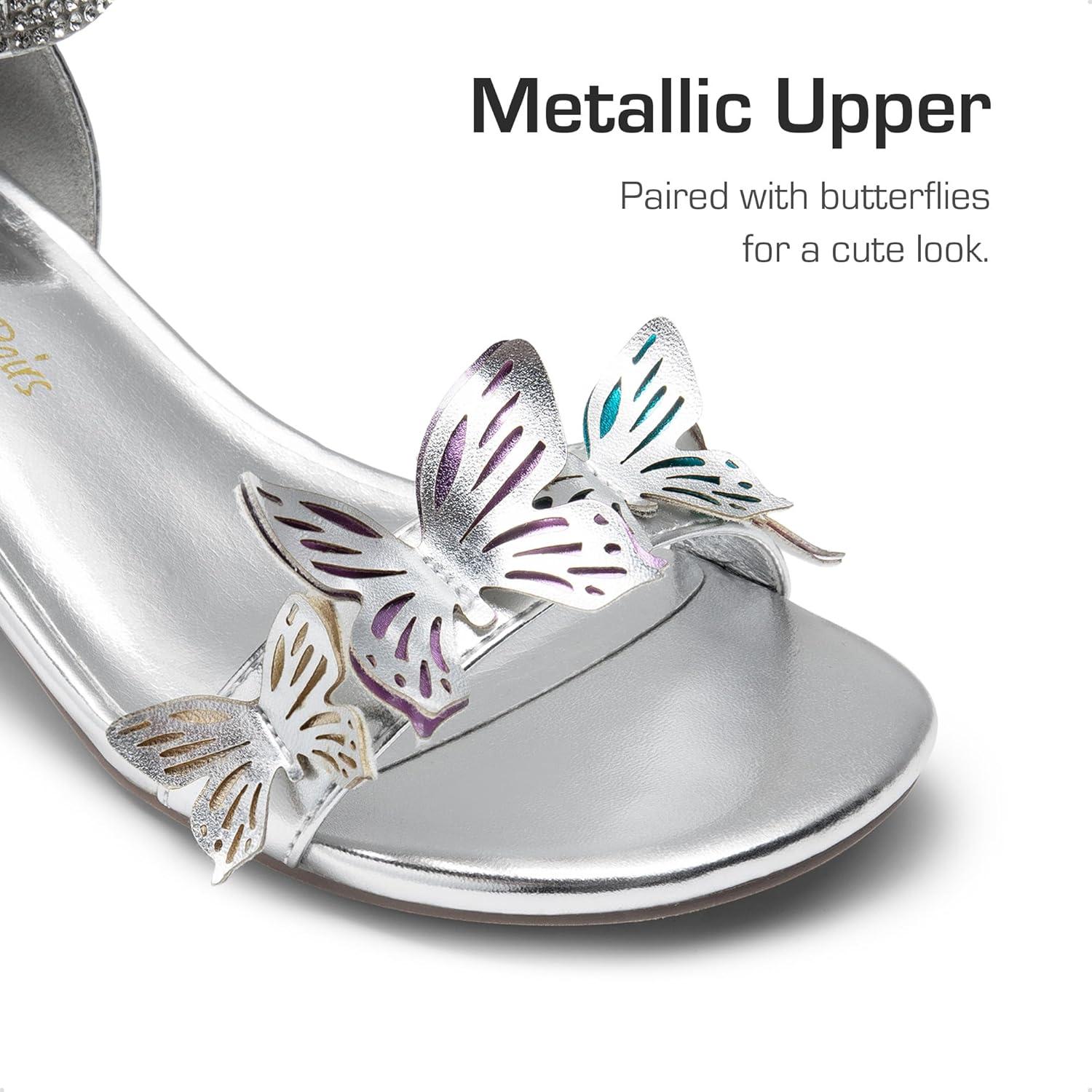 imageDREAM PAIRS Lace Up Low Heel Sandals for Girls Ankle Strap Dress Pump Strappy Gladiator Wedding Party Shoes for Little KidBig KidSilver