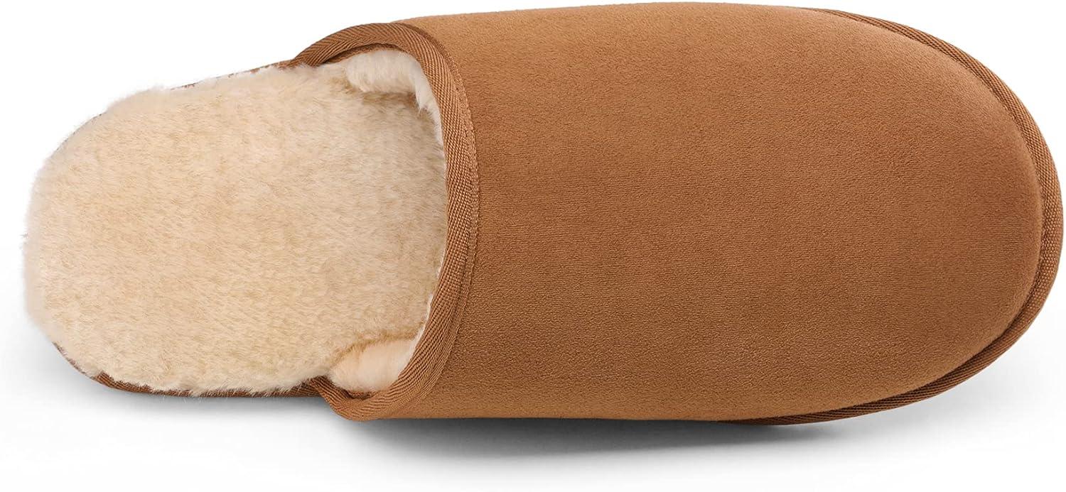 imageDREAM PAIRS Mens Avalon Scuff Slip on Fuzzy Faux Wool Lining Warm Indoor Outdoor House Slippers TanSize 11