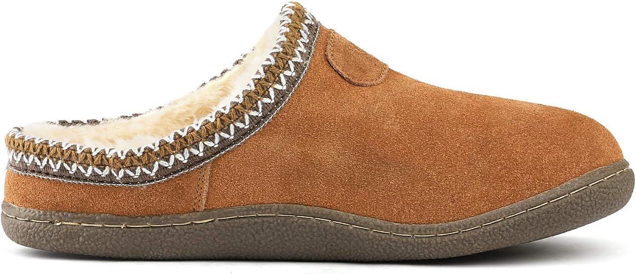 imageDREAM PAIRS Mens MUFFY01 Scuff Slip on Fuzzy Faux Wool Lining Warm Indoor Outdoor House Slippers Tan Size 10