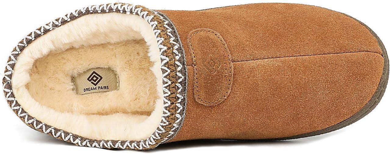 imageDREAM PAIRS Mens MUFFY01 Scuff Slip on Fuzzy Faux Wool Lining Warm Indoor Outdoor House Slippers Tan Size 10