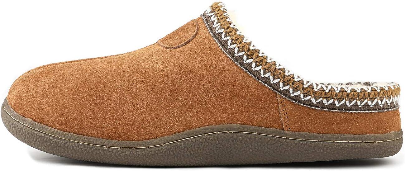 imageDREAM PAIRS Mens MUFFY01 Scuff Slip on Fuzzy Faux Wool Lining Warm Indoor Outdoor House Slippers Tan Size 10