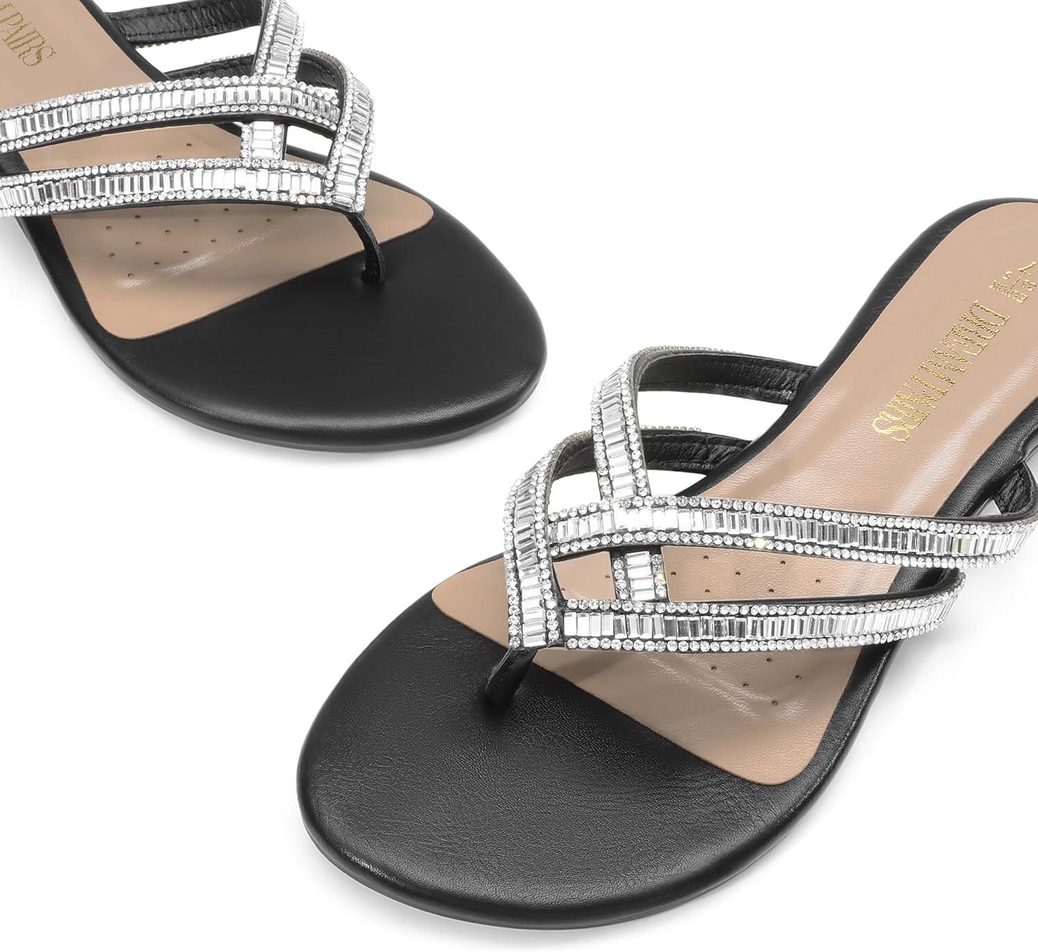 imageDREAM PAIRS Womens Fashion Rhinestones Design Slides SandalsBlack