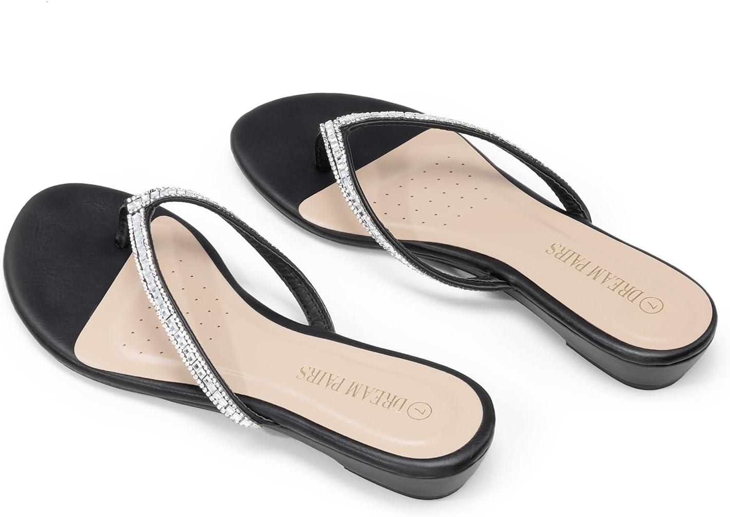 imageDREAM PAIRS Womens Fashion Rhinestones Design Slides SandalsBlack Glitter