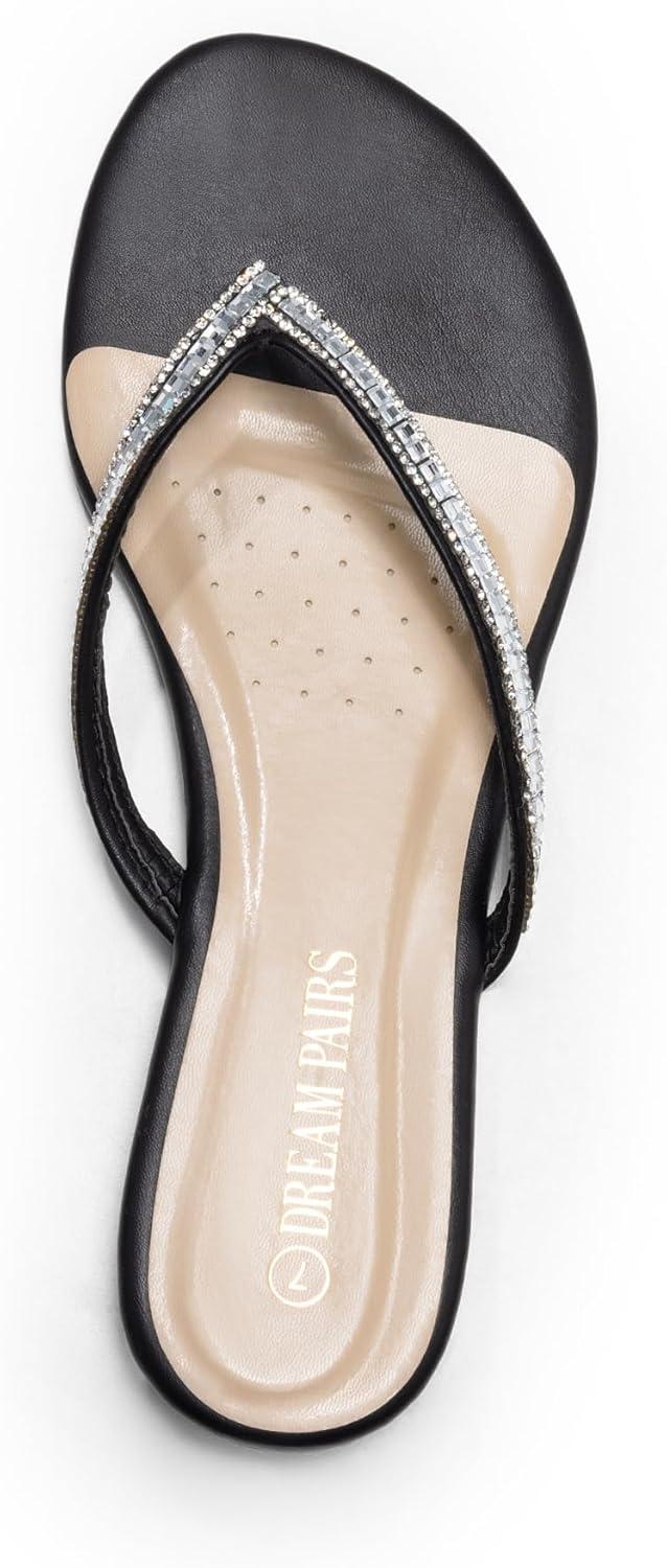 imageDREAM PAIRS Womens Fashion Rhinestones Design Slides SandalsBlack Glitter