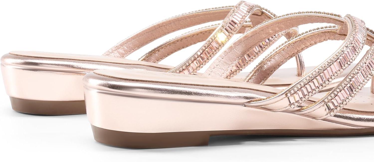 imageDREAM PAIRS Womens Fashion Rhinestones Design Slides SandalsChampagneGoldpu