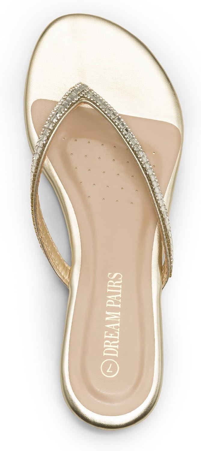 imageDREAM PAIRS Womens Fashion Rhinestones Design Slides SandalsGoldglitter