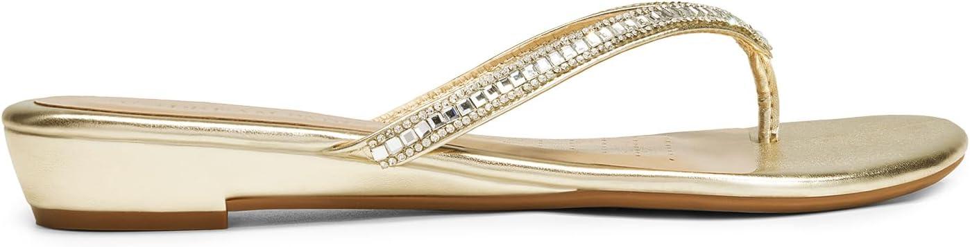 imageDREAM PAIRS Womens Fashion Rhinestones Design Slides SandalsGoldglitter