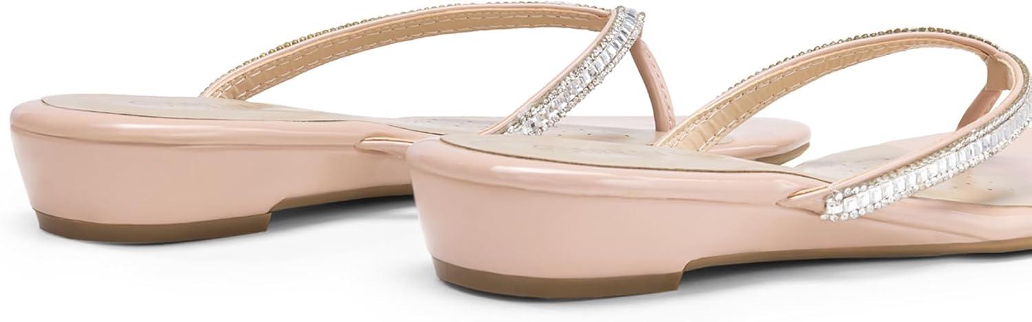 imageDREAM PAIRS Womens Fashion Rhinestones Design Slides SandalsNude