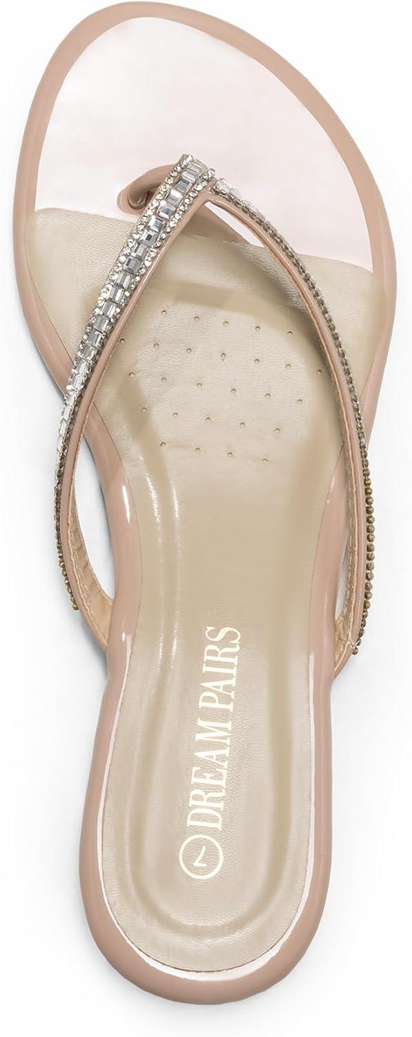 imageDREAM PAIRS Womens Fashion Rhinestones Design Slides SandalsNude