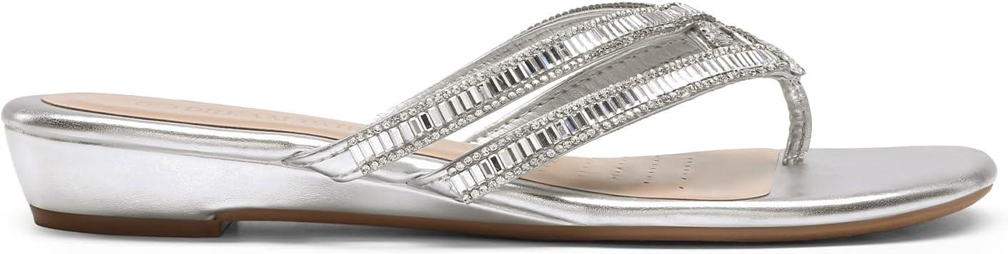 imageDREAM PAIRS Womens Fashion Rhinestones Design Slides SandalsSilver