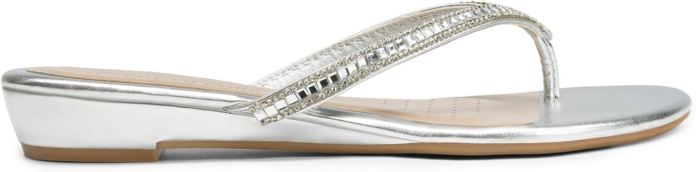imageDREAM PAIRS Womens Fashion Rhinestones Design Slides SandalsSilver Glitter