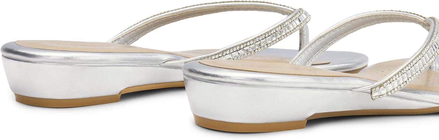 imageDREAM PAIRS Womens Fashion Rhinestones Design Slides SandalsSilver Glitter
