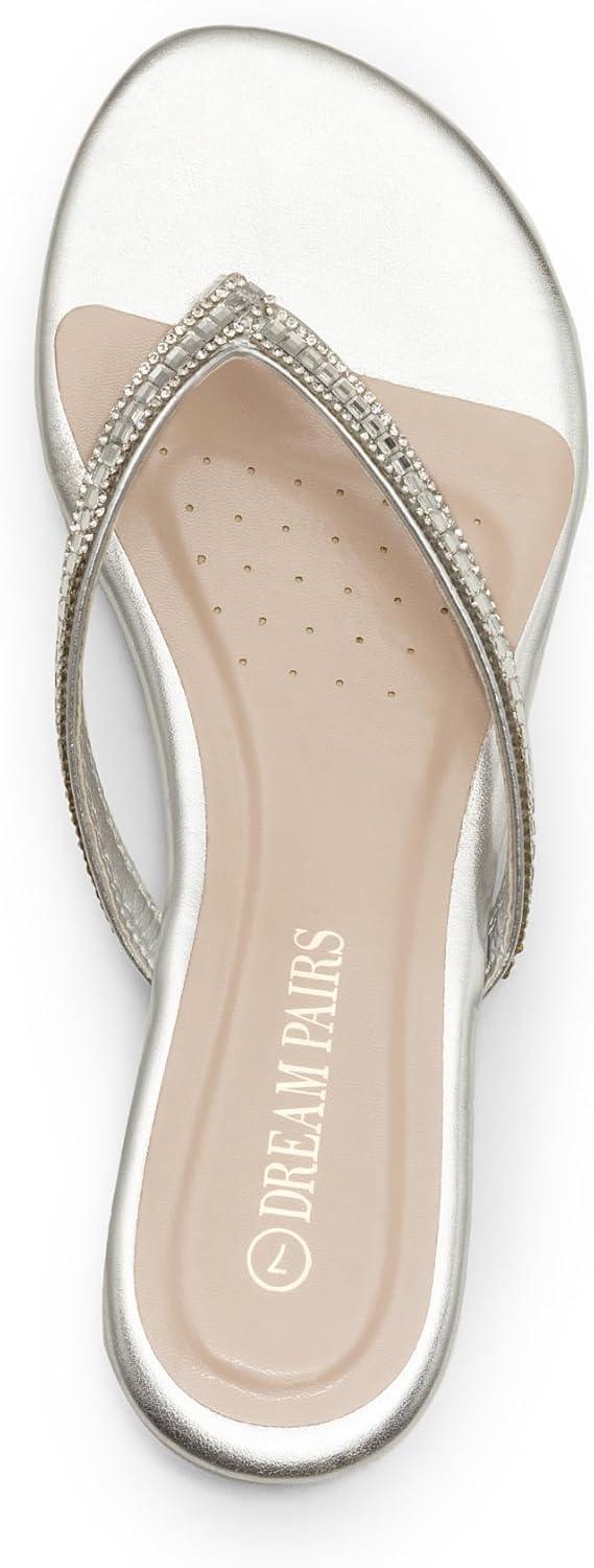imageDREAM PAIRS Womens Fashion Rhinestones Design Slides SandalsSilver Glitter