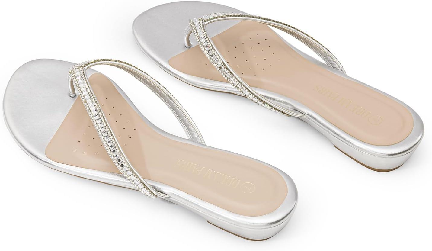 imageDREAM PAIRS Womens Fashion Rhinestones Design Slides SandalsSilver Glitter