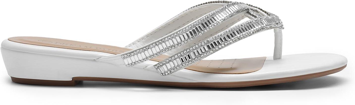 imageDREAM PAIRS Womens Fashion Rhinestones Design Slides SandalsWhite