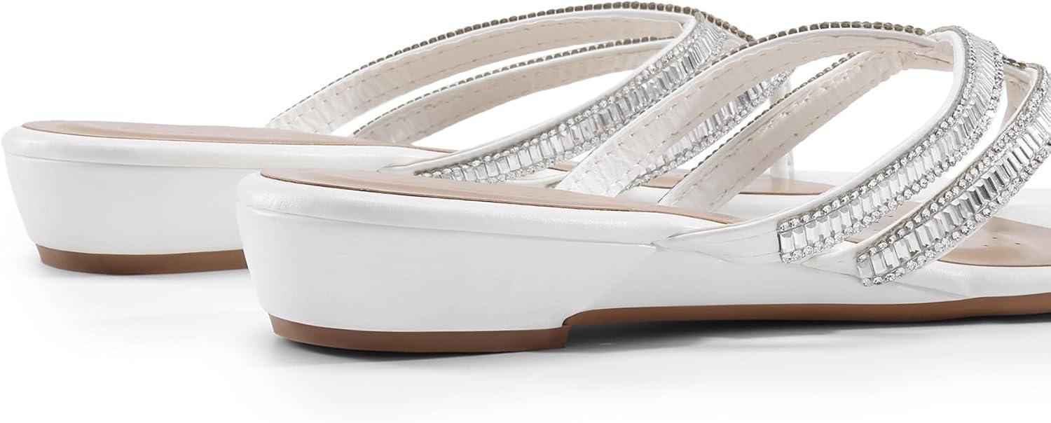 imageDREAM PAIRS Womens Fashion Rhinestones Design Slides SandalsWhite