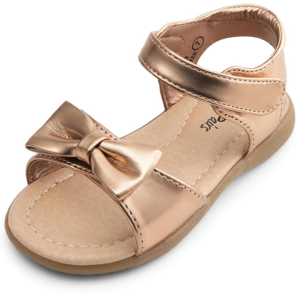 imageDREAM PAIRS Girls Sandals Fashion Bow Summer Shoes for ToddlerLittle KidRose Goldmetallic