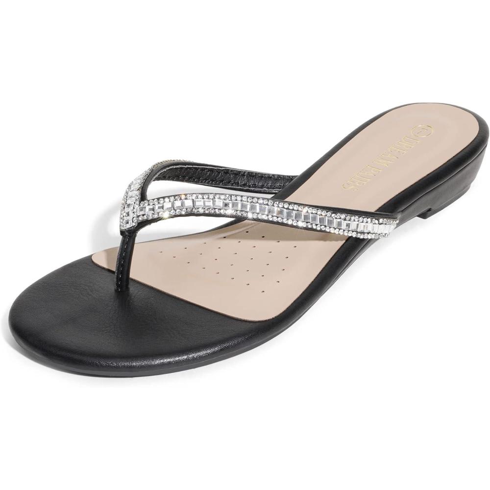 imageDREAM PAIRS Womens Fashion Rhinestones Design Slides SandalsBlack Glitter