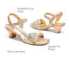 imageDREAM PAIRS Girls Sandals Ankle Strap Square Toe Low Heel Crystal Shell Wedding Party Flower Dress Shoes for Little KidsBig KidsGold