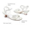 imageDREAM PAIRS Girls Sandals Ankle Strap Square Toe Low Heel Crystal Shell Wedding Party Flower Dress Shoes for Little KidsBig KidsIvory