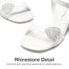 imageDREAM PAIRS Girls Sandals Ankle Strap Square Toe Low Heel Crystal Shell Wedding Party Flower Dress Shoes for Little KidsBig KidsIvory