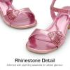 imageDREAM PAIRS Girls Sandals Ankle Strap Square Toe Low Heel Crystal Shell Wedding Party Flower Dress Shoes for Little KidsBig KidsPink