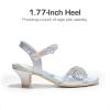 imageDREAM PAIRS Girls Sandals Ankle Strap Square Toe Low Heel Crystal Shell Wedding Party Flower Dress Shoes for Little KidsBig KidsRainbowSilver