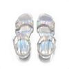 imageDREAM PAIRS Girls Sandals Ankle Strap Square Toe Low Heel Crystal Shell Wedding Party Flower Dress Shoes for Little KidsBig KidsRainbowSilver