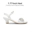 imageDREAM PAIRS Girls Sandals Ankle Strap Square Toe Low Heel Crystal Shell Wedding Party Flower Dress Shoes for Little KidsBig KidsWhite