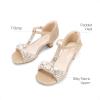 imageDREAM PAIRS Girls Sandals Ankle Strap TStrap Low Heel Pearl Bow Flower Pump Dress Wedding Party Shoes for Little KidBig KidGold