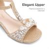 imageDREAM PAIRS Girls Sandals Ankle Strap TStrap Low Heel Pearl Bow Flower Pump Dress Wedding Party Shoes for Little KidBig KidGold